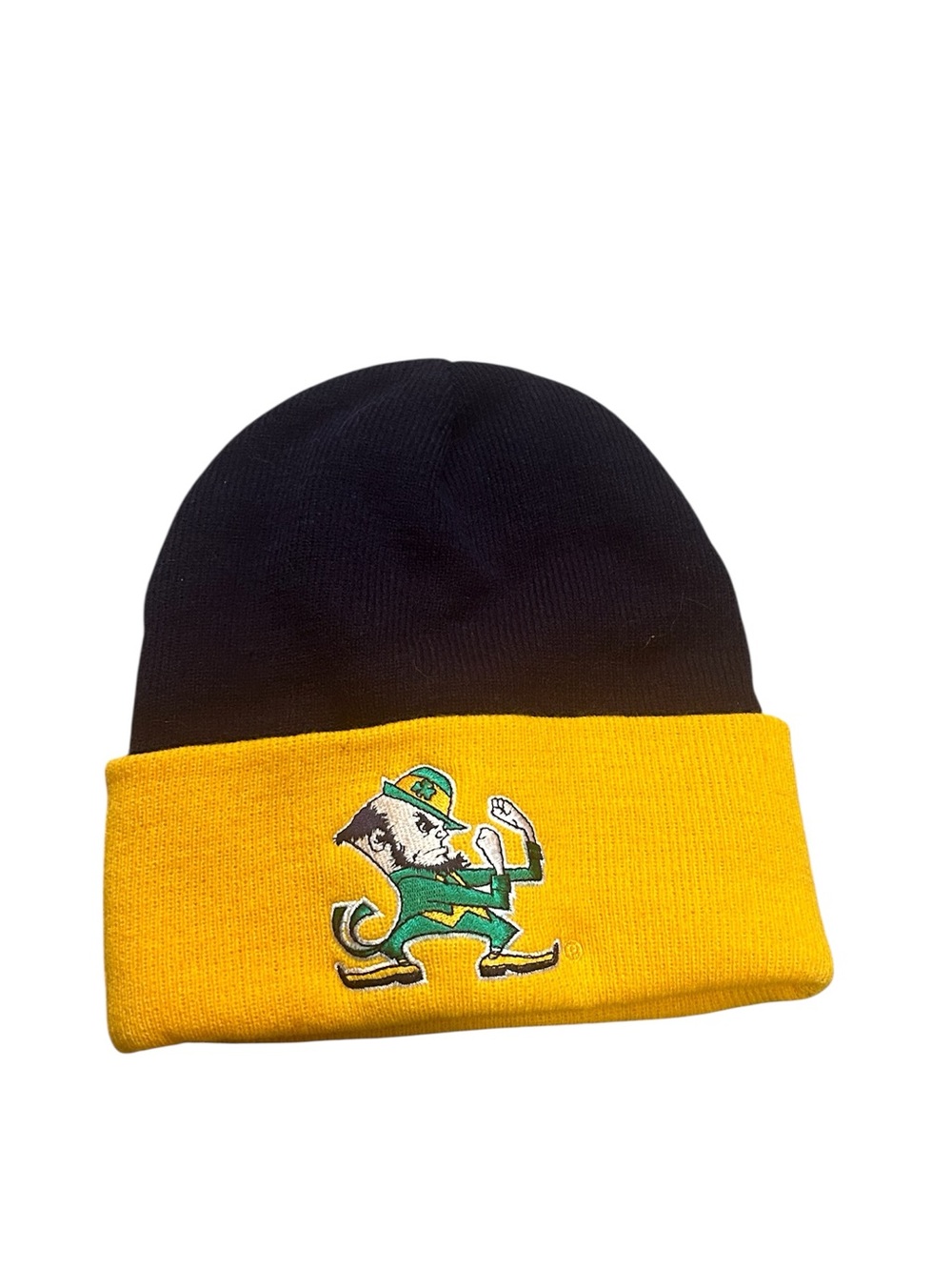 Vintage 90’s Notre Dame Fighting Irish Knit Cuffed Beanie Hat Golden Dome Tag